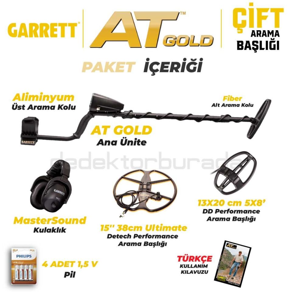 At Gold Altın Dedektörü Çift Başlıklı - 5x8'' + 15'' Ultimate Başlık