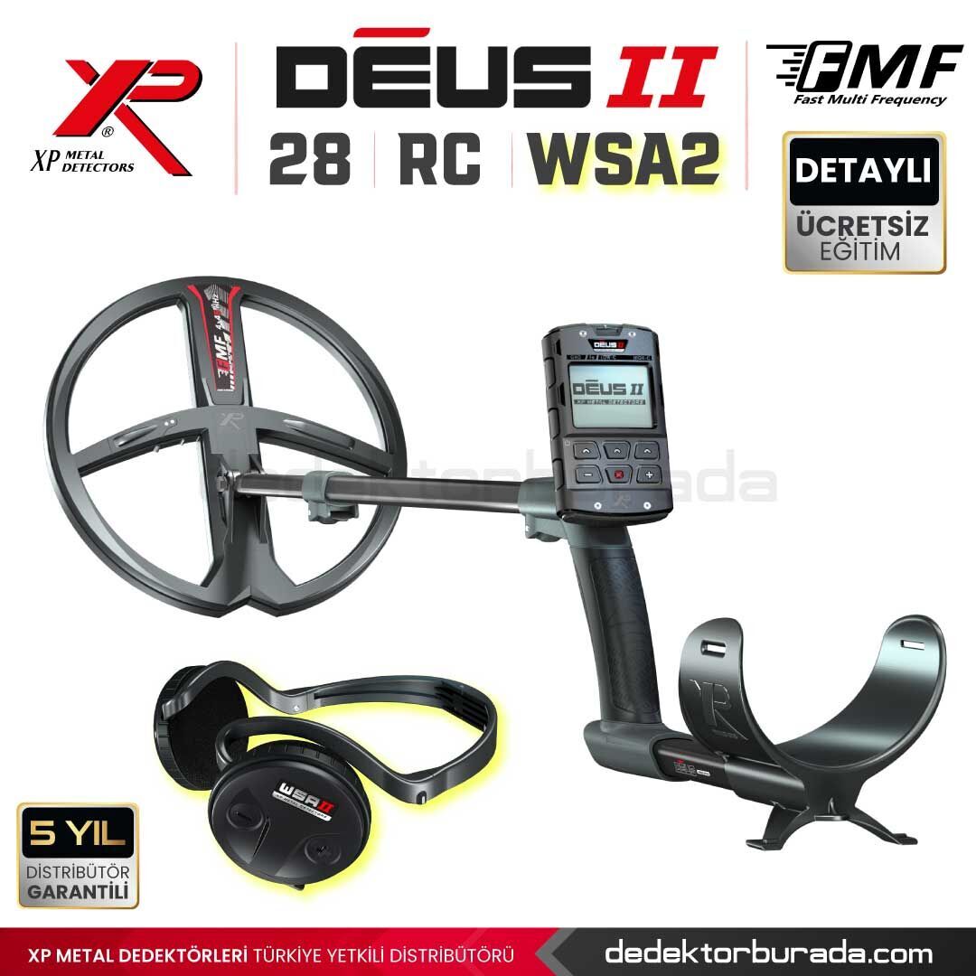 Deus 2 Dedektör - 28cm FMF Başlık, Ana Kontrol Ünitesi, WSA2 Kulaklık