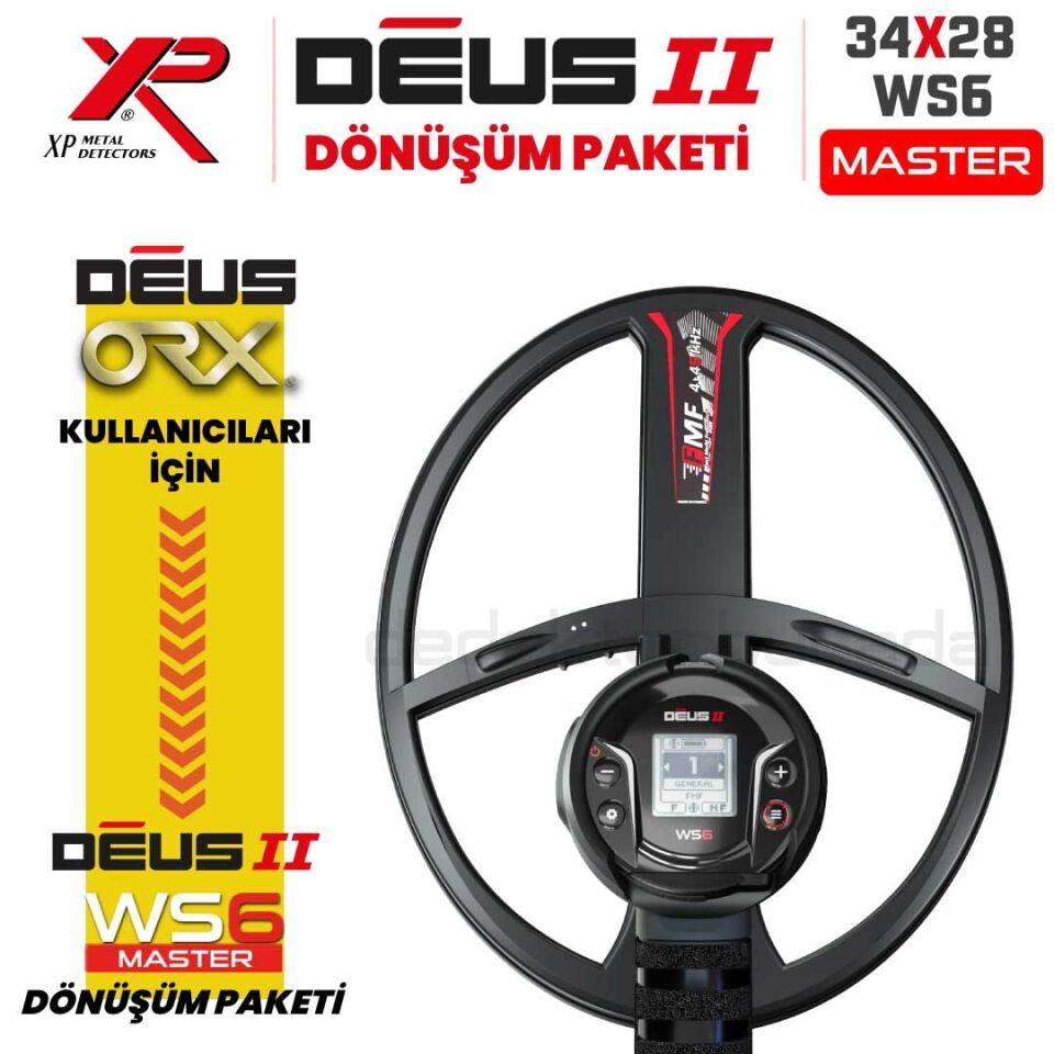Deus 2 Dedektör- DÖNÜŞÜM PAKETİ - 34x28cm FMF Başlık, WS6 Master