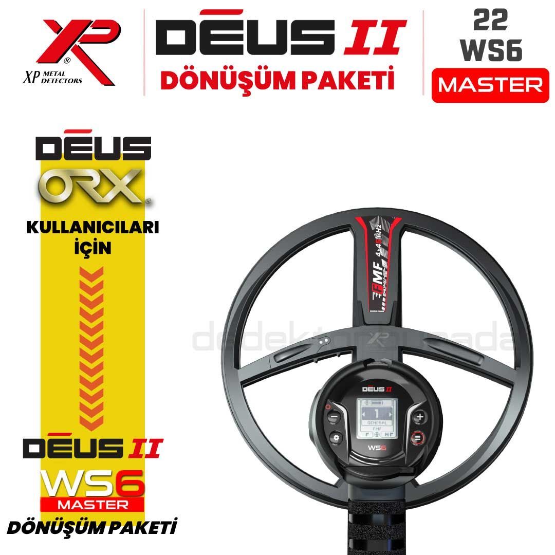Deus 2 Dedektör- DÖNÜŞÜM PAKETİ - 22cm FMF Başlık, WS6 Master