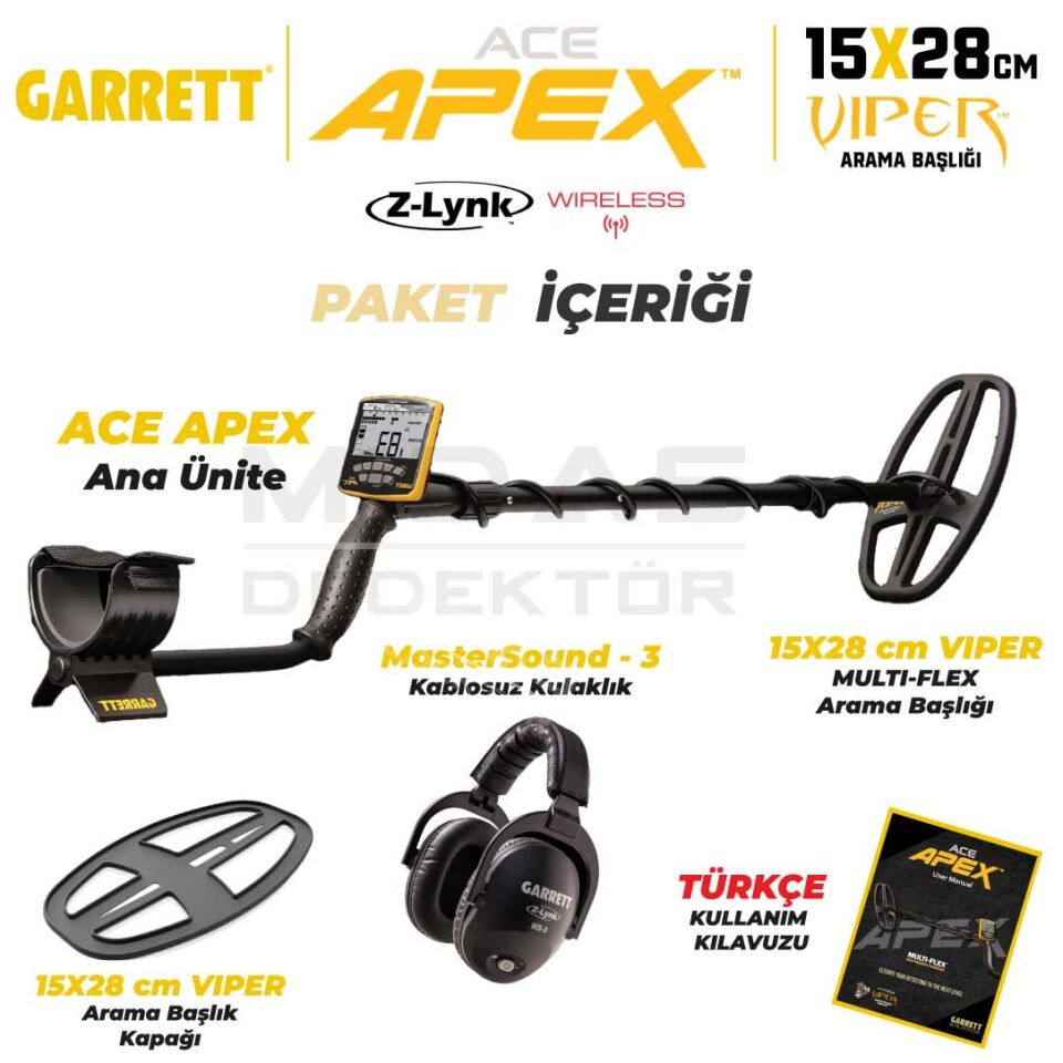 Ace Apex Dedektör Viper Başlıklı (15x28cm) MS-3 Z-LYNK Kablosuz Kulaklıklı