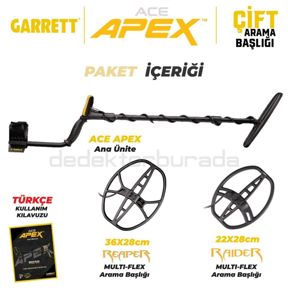 Ace Apex Dedektör Raider Başlık (22x28cm) + DD Reaper Başlık (36x28cm)