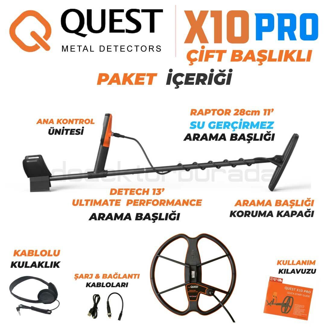 Quest X10 Pro Dedektör Çift Başlıklı - 9x11'' + 13'' Ultimate Başlık